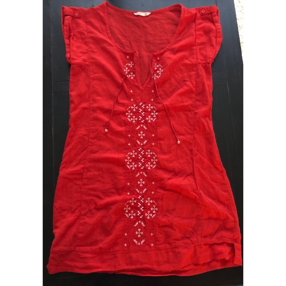 American Eagle embroidered red tunic